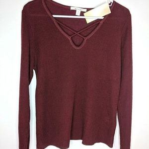 New Francesca's Miami Maroon Medium Sweater